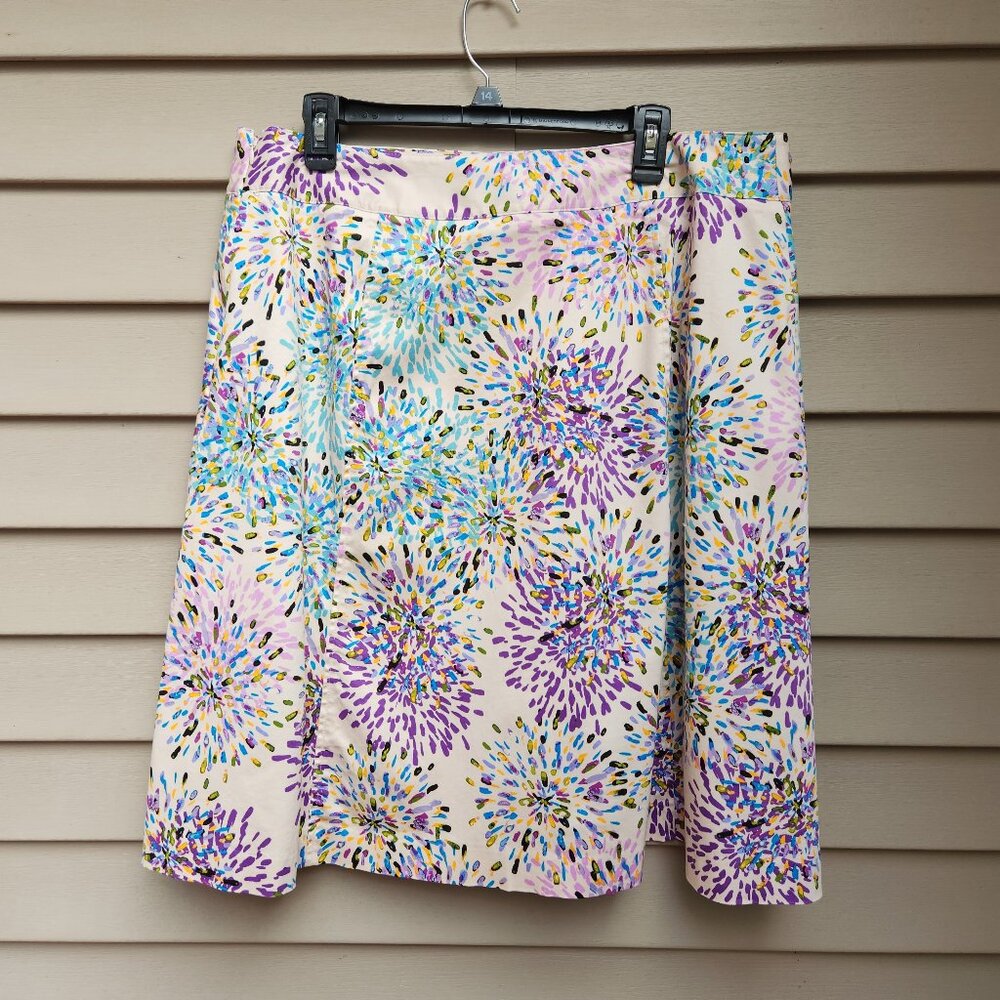 Lane Bryant Plus A-Line Cream Skirt Multicolor Abstract Watercolor Floral Print - Picture 6 of 8
